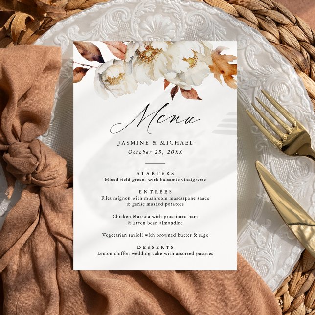 Menu Mariage floral rustique d'automne (Créateur téléchargé)