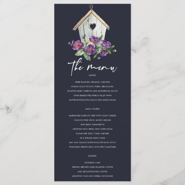 MENU MARIAGE FLORAL RUSTIQUE EN BOIS DE MARINE (Devant)