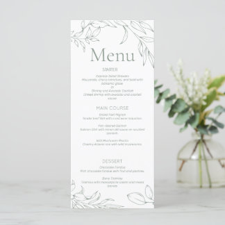 Menu Mariage Floral Sage Minimaliste