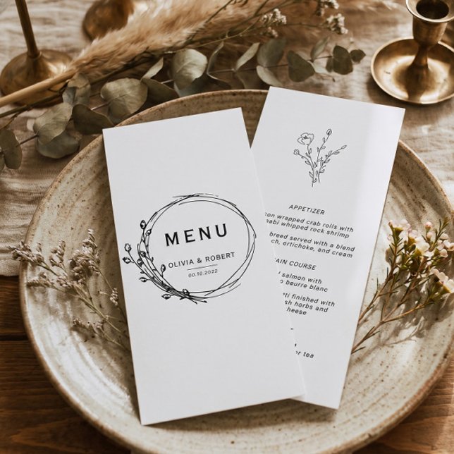 Menu Mariage Floral Simple de Style Bohème Rustique (Créateur téléchargé)