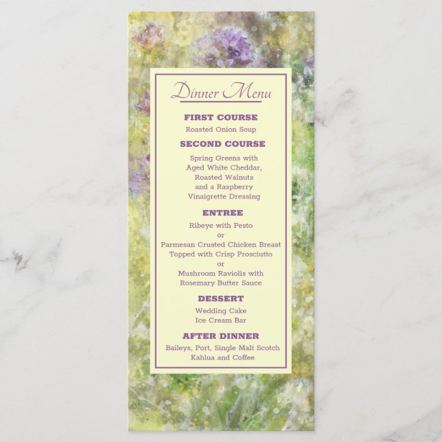 Menu Mariage floral violet élégant (Devant)