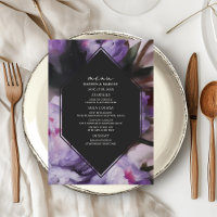 Menu Mariage floral violet foncé