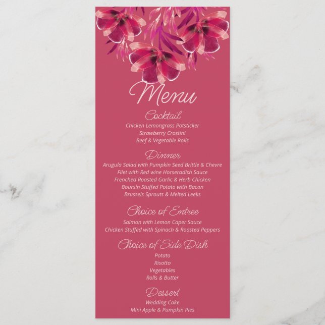 Menu Mariage floral Viva Magenta (Devant)