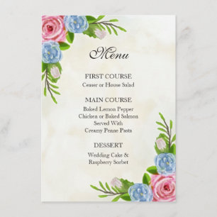 Menu Mariage Floral Watercolor