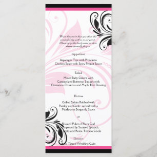 Menu Mariage Flore noir et rose foncé