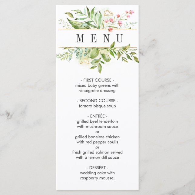Menu Mariage Folial Vert Folid sauvage (Devant)