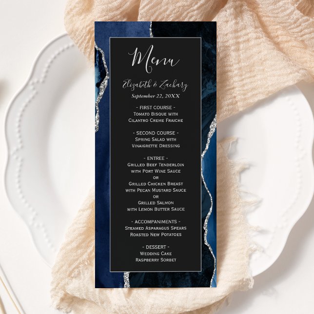 Menu Mariage foncé bleu marine moderne (Créateur téléchargé)