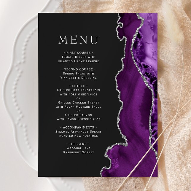 Menu Mariage foncé d'âge d'argent violet (Créateur téléchargé)