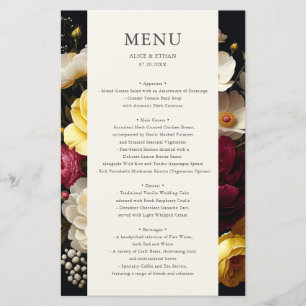 Menu Mariage foncé Garden Bloom