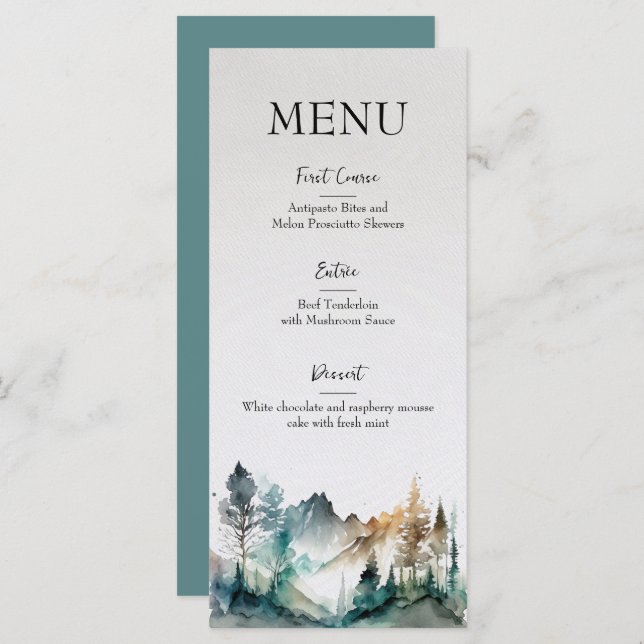 Menu Mariage Forêt Rustique (Devant / Derrière)