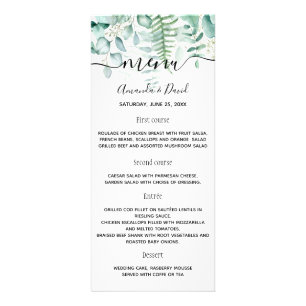 Menu mariage fougères de verdure eucalyptus