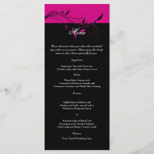 Menu Mariage Fuchsia et Black Floral Filigree