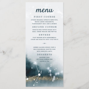 Menu Mariage Galaxy Blue Gold Stars