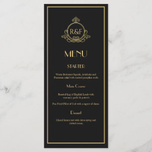 Menu Mariage Gatsby Black and Gold Roaring 20s