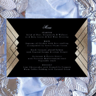 Menu Mariage Gatsby or noir géométrique