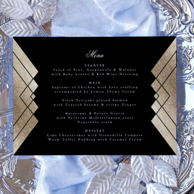 Menu Mariage Gatsby or noir géométrique (Créateur téléchargé)