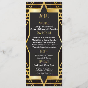 Menu Mariage Gatsby Style Années folles