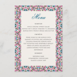 Menu Mariage géométrique en treillis marocain