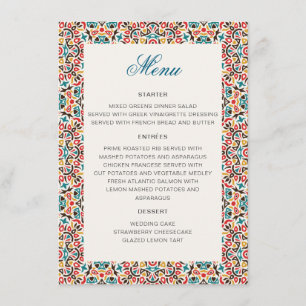 Menu Mariage géométrique en treillis marocain
