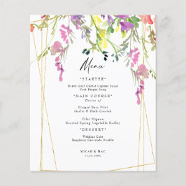 Menu Mariage géométrique Fleur sauvage coloré