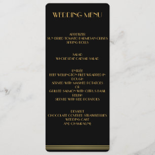 Menu Mariage Gold Et Black Great Gatsby