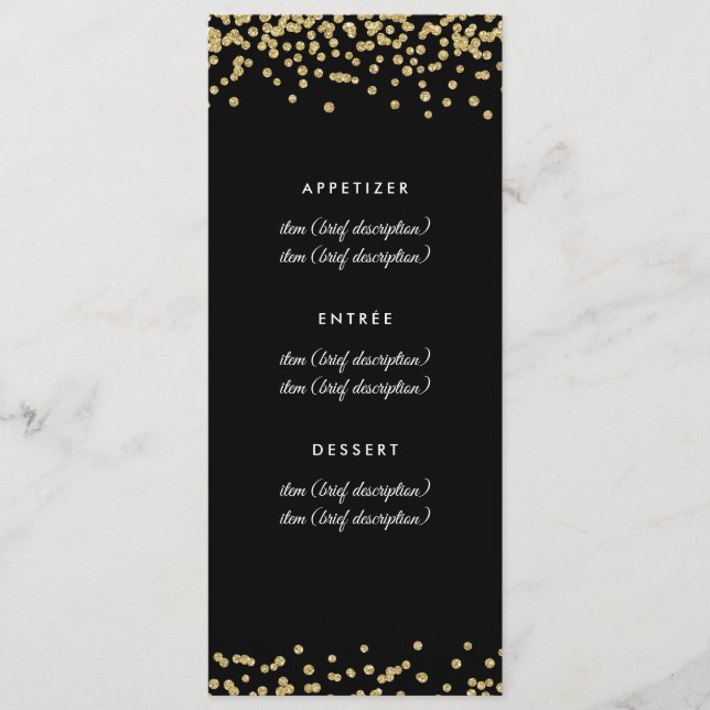 Menu mariage Gold Faux Parties scintillant Confett (Devant)