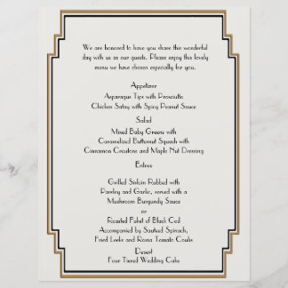 Menu Mariage Gold Posh Art Déco