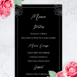Menu Mariage gothique du crâne noir et blanc
