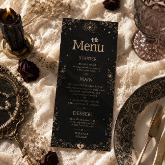 Menu Mariage gothique noir et effrayant Tarot