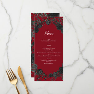 Menu Mariage gothique Rose rouge et noir