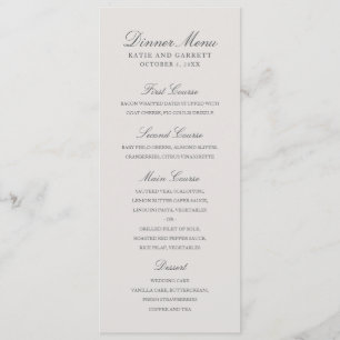 Menu Mariage gris élégant couleur simple