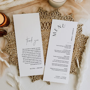 Menu Mariage HARLOW, minimaliste 4x9