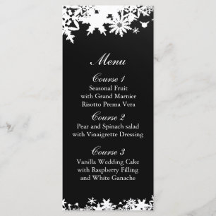 Menu Mariage hivernal aux flocons noirs