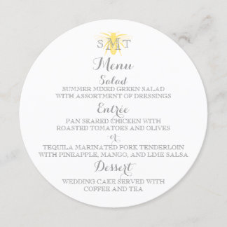 Menu Mariage Honeybee Round Menu