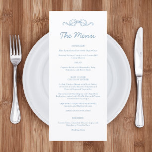 Menu Mariage Illustré Bleu Dessiné à la Main de Fantais