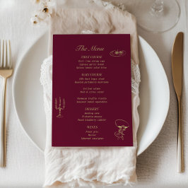 Menu Mariage illustré de la Chartreuse de Bourgogn