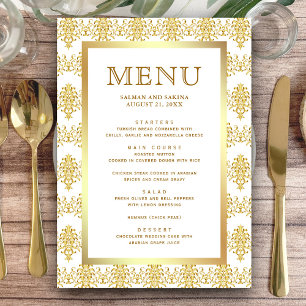Menu Mariage islamique musulman damas blanc et or