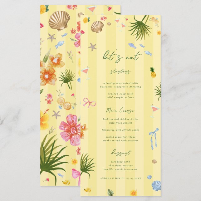 Menu Mariage Jaune Île (Devant / Derrière)
