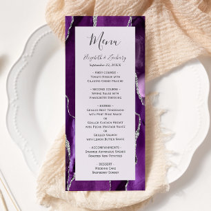 Menu Mariage Lavande Agate Argent Violet