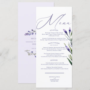 Menu Mariage Lavender Bliss Elegant Watercolor