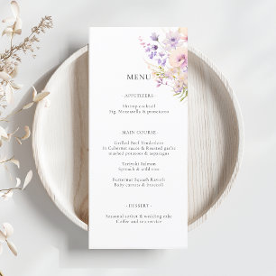 Menu Mariage Lavender Purple Fleurs sauvages