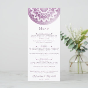 Menu Mariage Mandala à Dentelle Rose