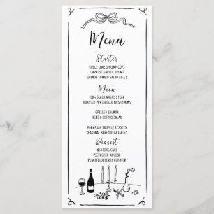 Menu Mariage manuscrit original tiré à la main