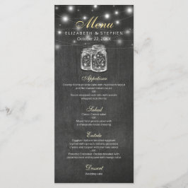 Menu Mariage Mason Jar & String Lights