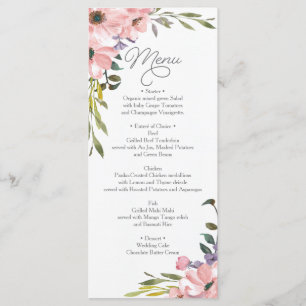 Menu mariage - Menu Fête des mariées Rose à thé