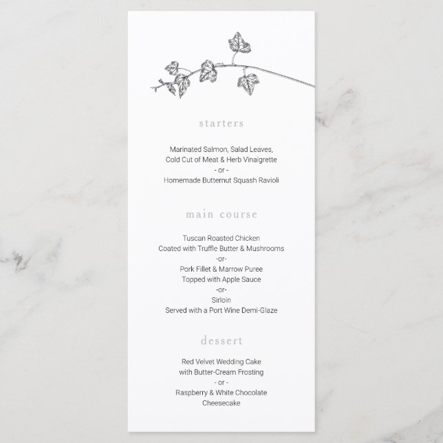 Menu Mariage minimal (Devant)