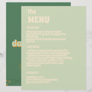 Menu Mariage minimal Vosvos vert