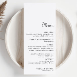 Menu Mariage minimaliste