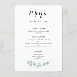 Menu Mariage minimaliste aquarelle