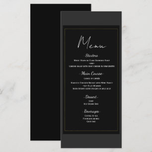 Menu Mariage minimaliste Black Grey Gold Modern